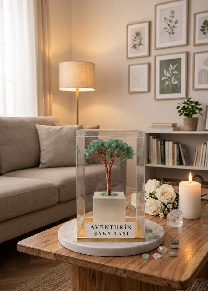 Yeşil Aventurin Ağaç Selenit Taban