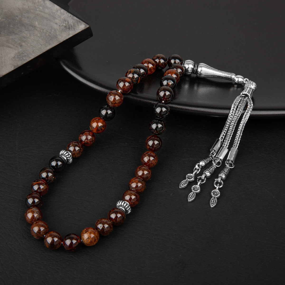 Bordo Granat Lal Doğal Taş Tesbih 33lük - 8mm