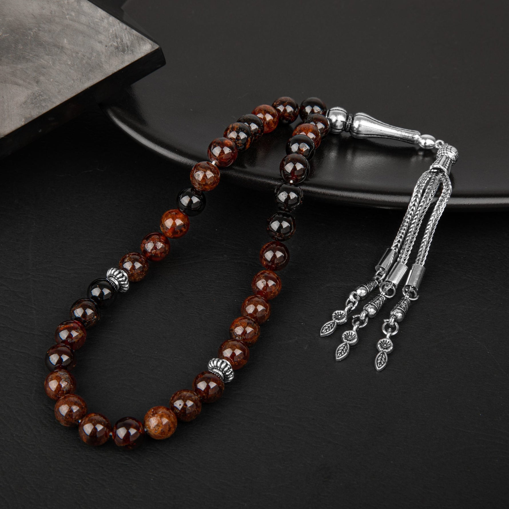 Bordo Granat Lal Doğal Taş Tesbih 33lük - 8mm