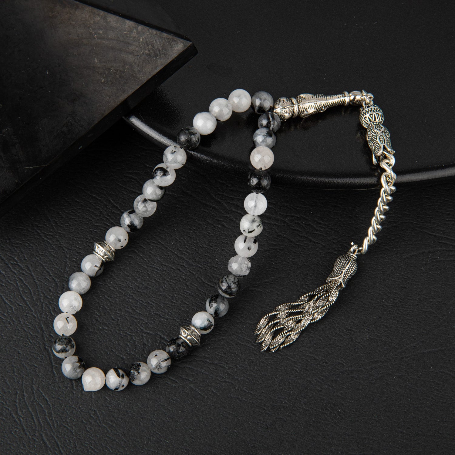 Rutilli Kuvars Doğal Taş Tesbih 33lük - 6mm