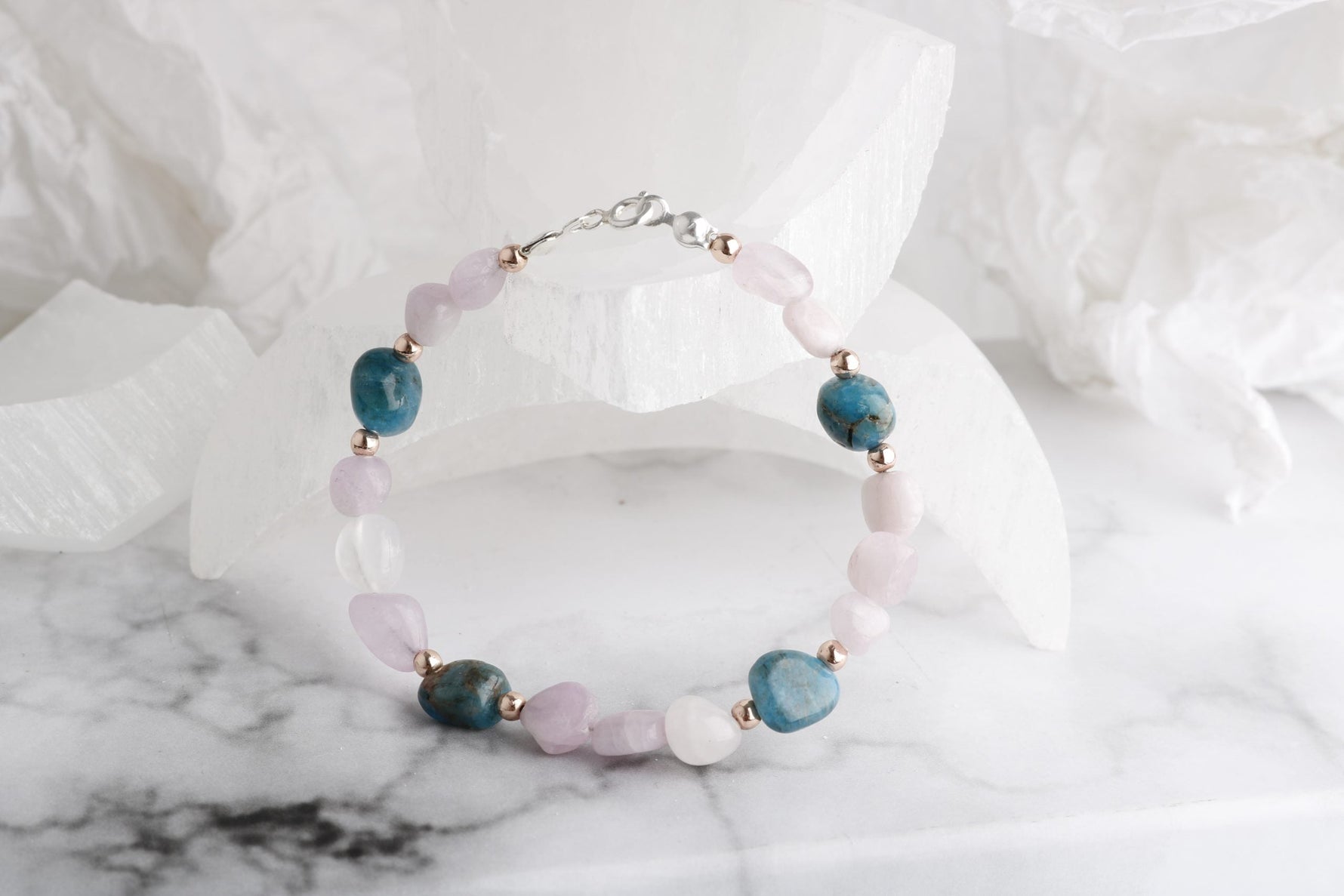 Sarel, Apatit-Pembe Gül Kuvars Doğaltaş Bileklik