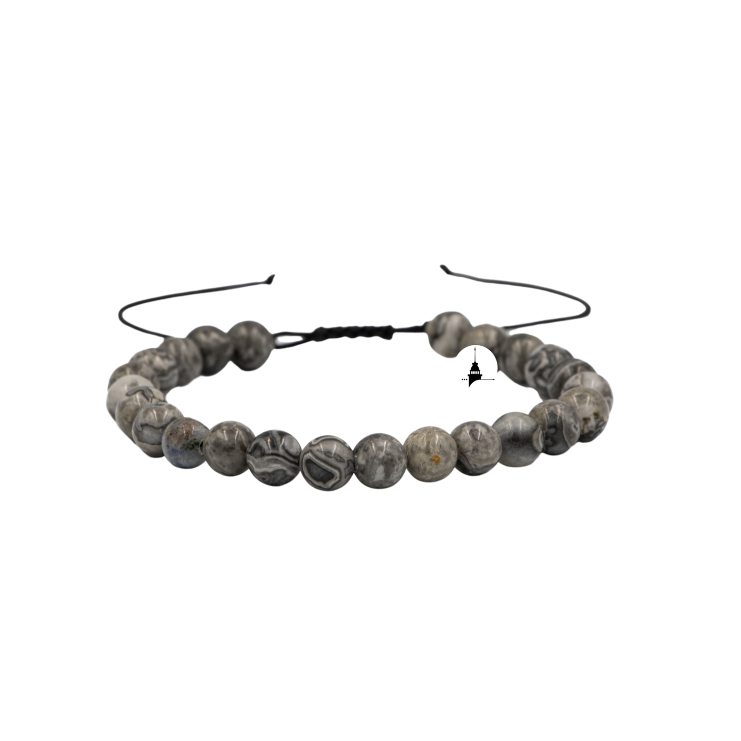 Gri Jasper 6mm Merdiven Kapama Doğal Taş Bileklik