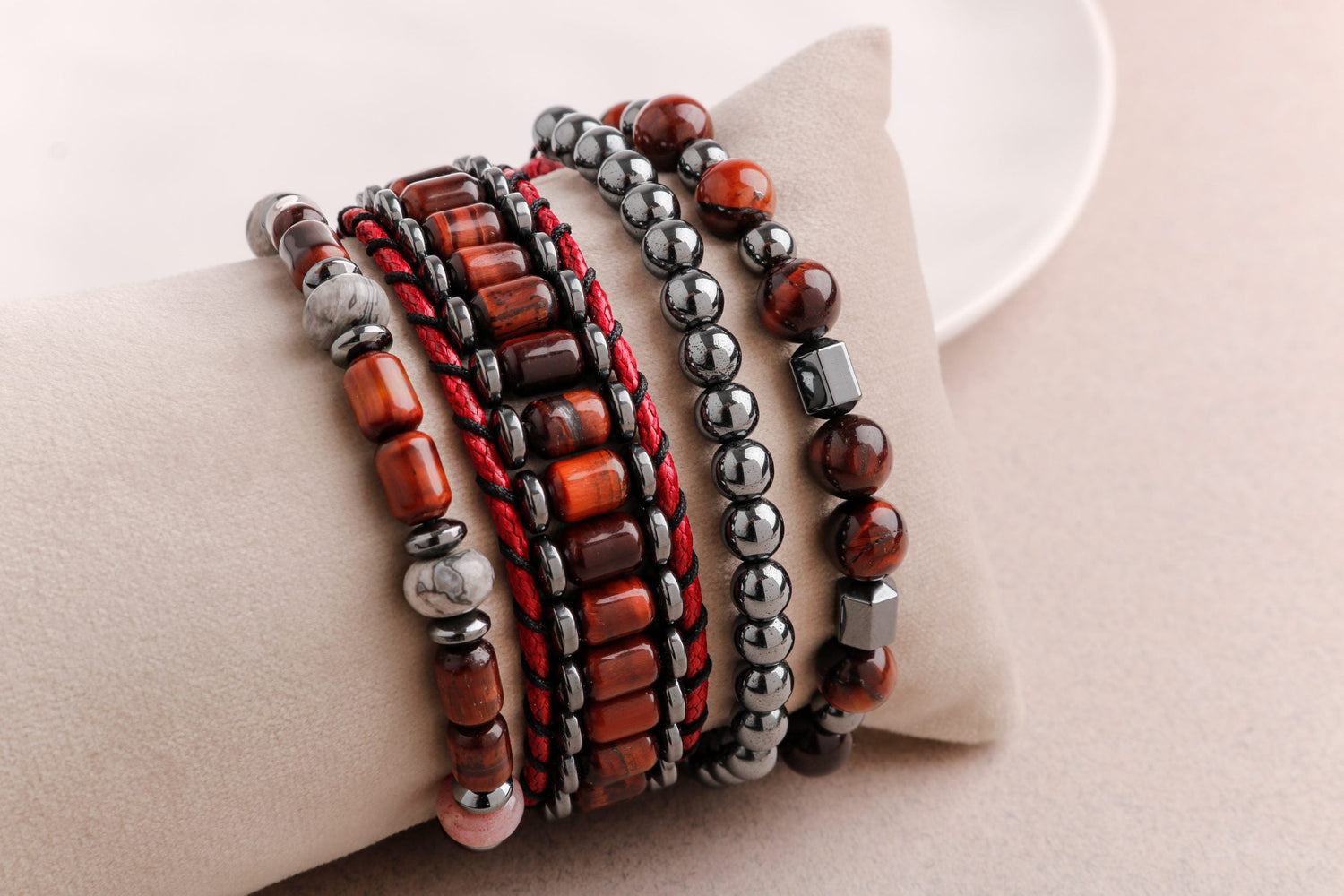 Hematit-Kaplan Gözü-Labradorit Erkek Doğal Taş Bileklik Seti