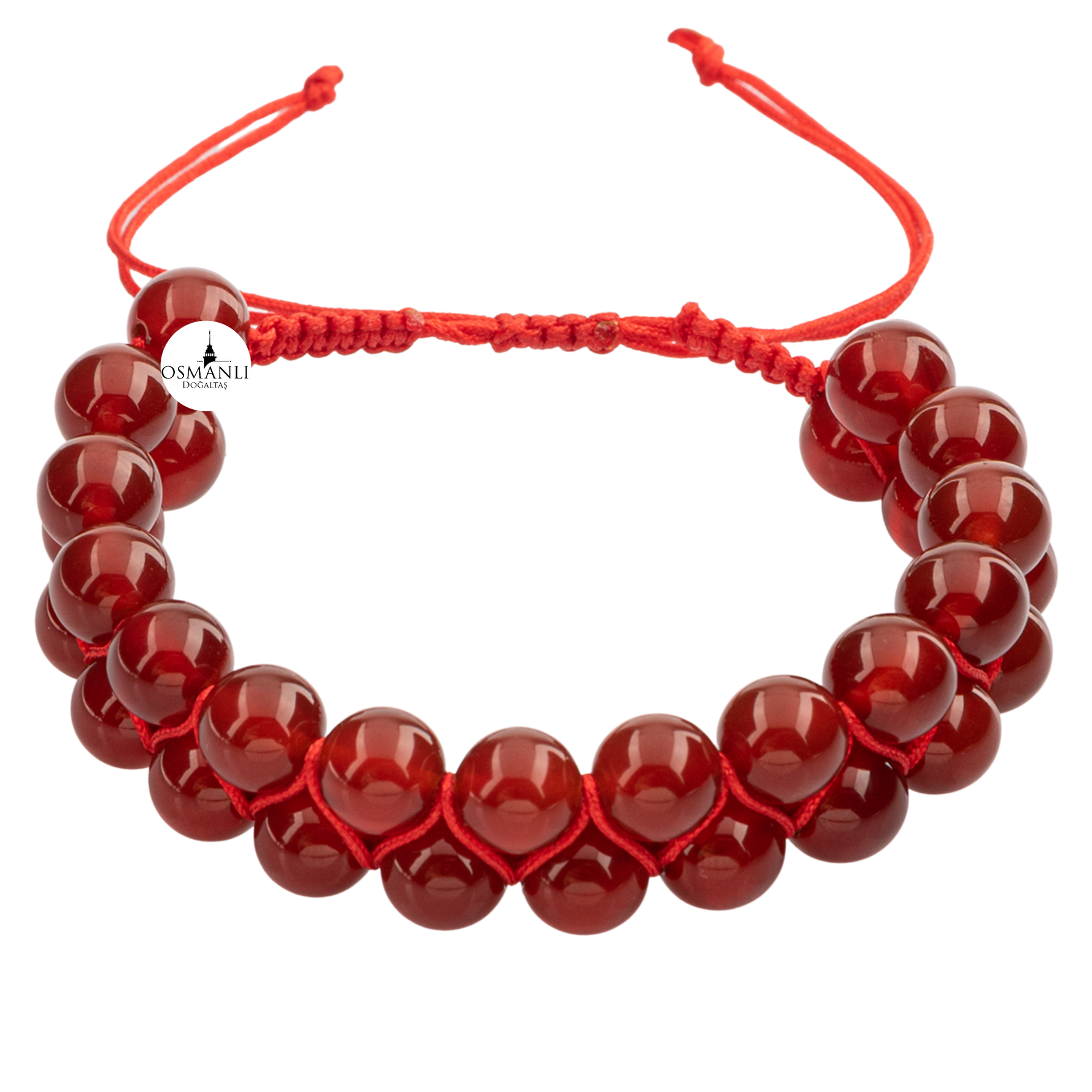 Kırmızı Akik 8mm Çift Sıra Makrome Doğal Taş Bileklik