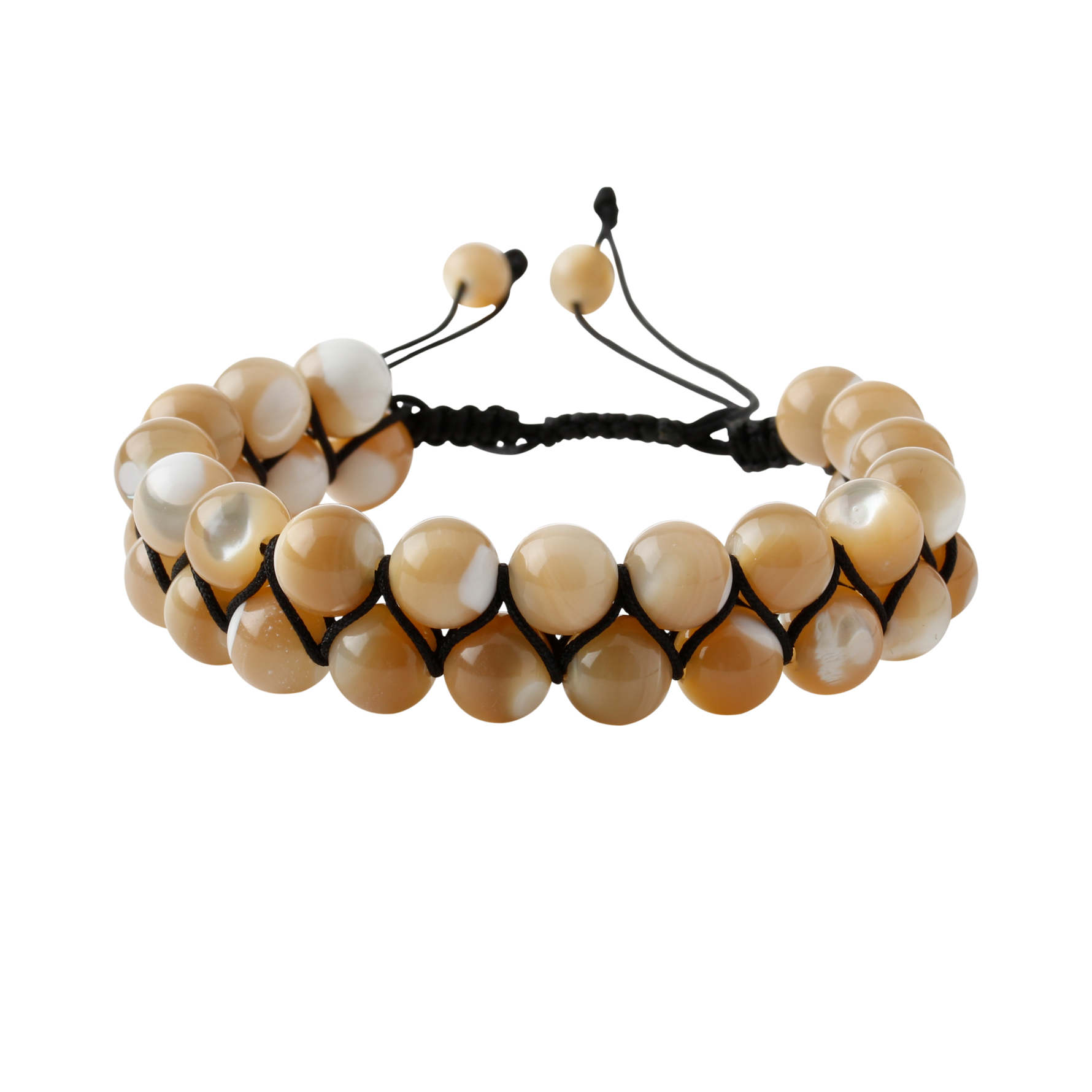 Sedef 8mm Çift Sıra Makrome Doğal Taş Bileklik