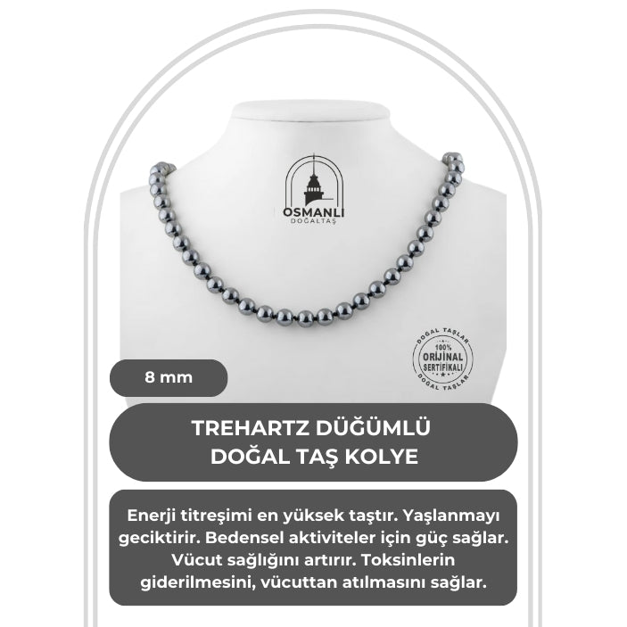 Trehartz 8 mm Düğümlü Doğal Taş Kolye