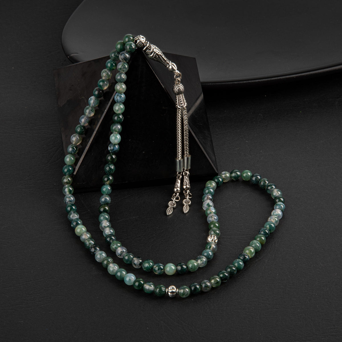 Yosunlu Akik Doğal Taş Tesbih 99luk - 6mm