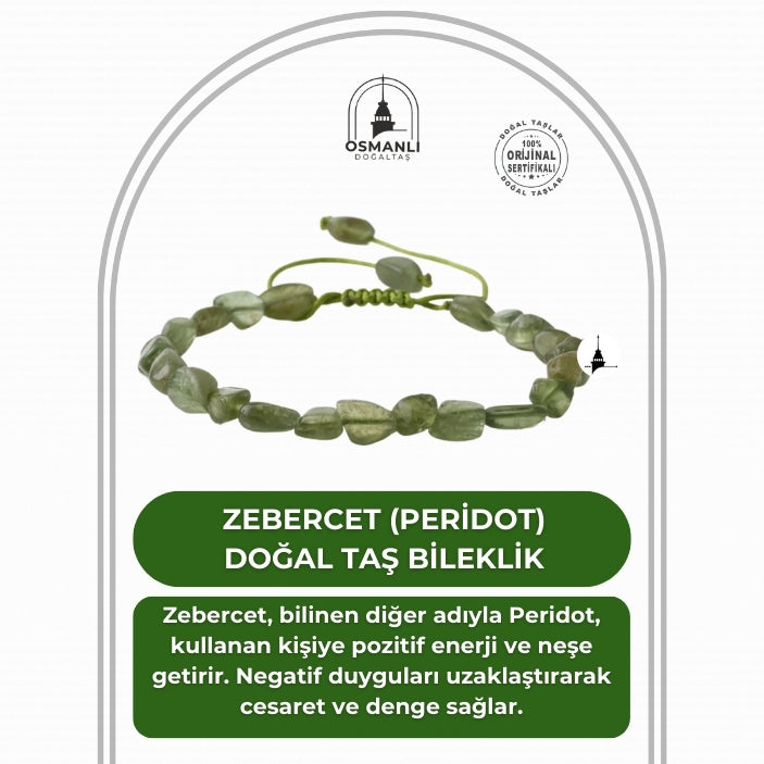 Zebercet (Peridot) Natürel Kesim Doğal Taş Bileklik