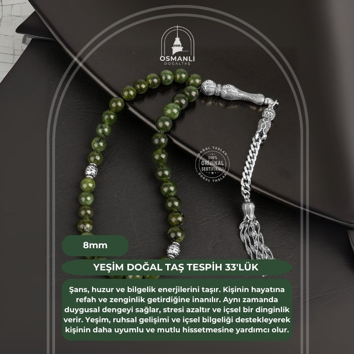 Yeşim Doğal Taş Tesbih 33lük - 8mm