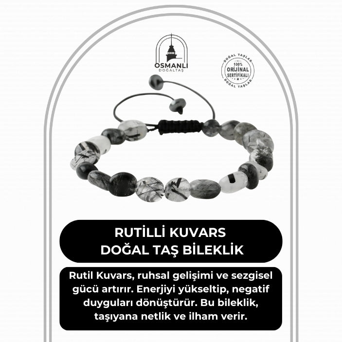 Rutilli Kuvars Natürel Kesim Doğal Taş Bileklik