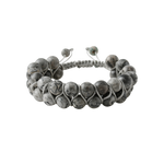 Gri Jasper 8mm Çift Sıra Makrome Doğal Taş Bileklik