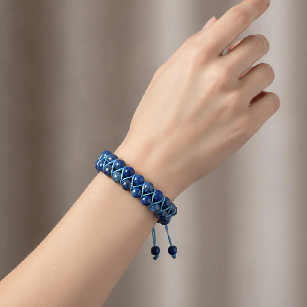 Lapis Lazuli 8mm Çift Sıra Makrome Doğal Taş Bileklik