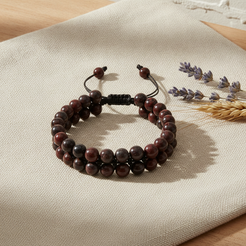 Jasper 8mm Çift Sıra Makrome Doğal Taş Bileklik