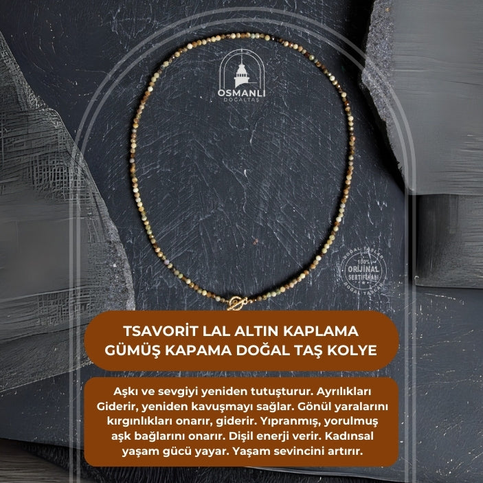Tsavorit Lal Altın Kaplama Gümüş Kapama Doğal Taş Kolye