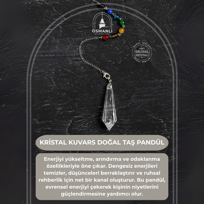 Osmanlı Doğal Taş Sertifikalı Kristal Kuvars Pandül