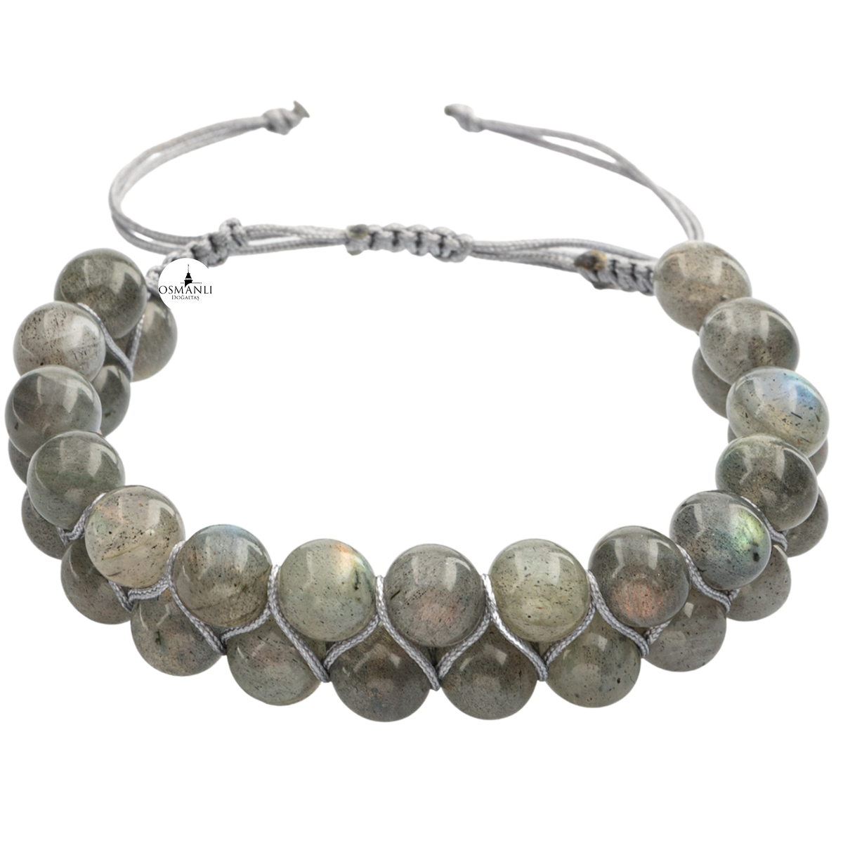 Labradorit 8mm Çift Sıra Makrome Doğal Taş Bileklik