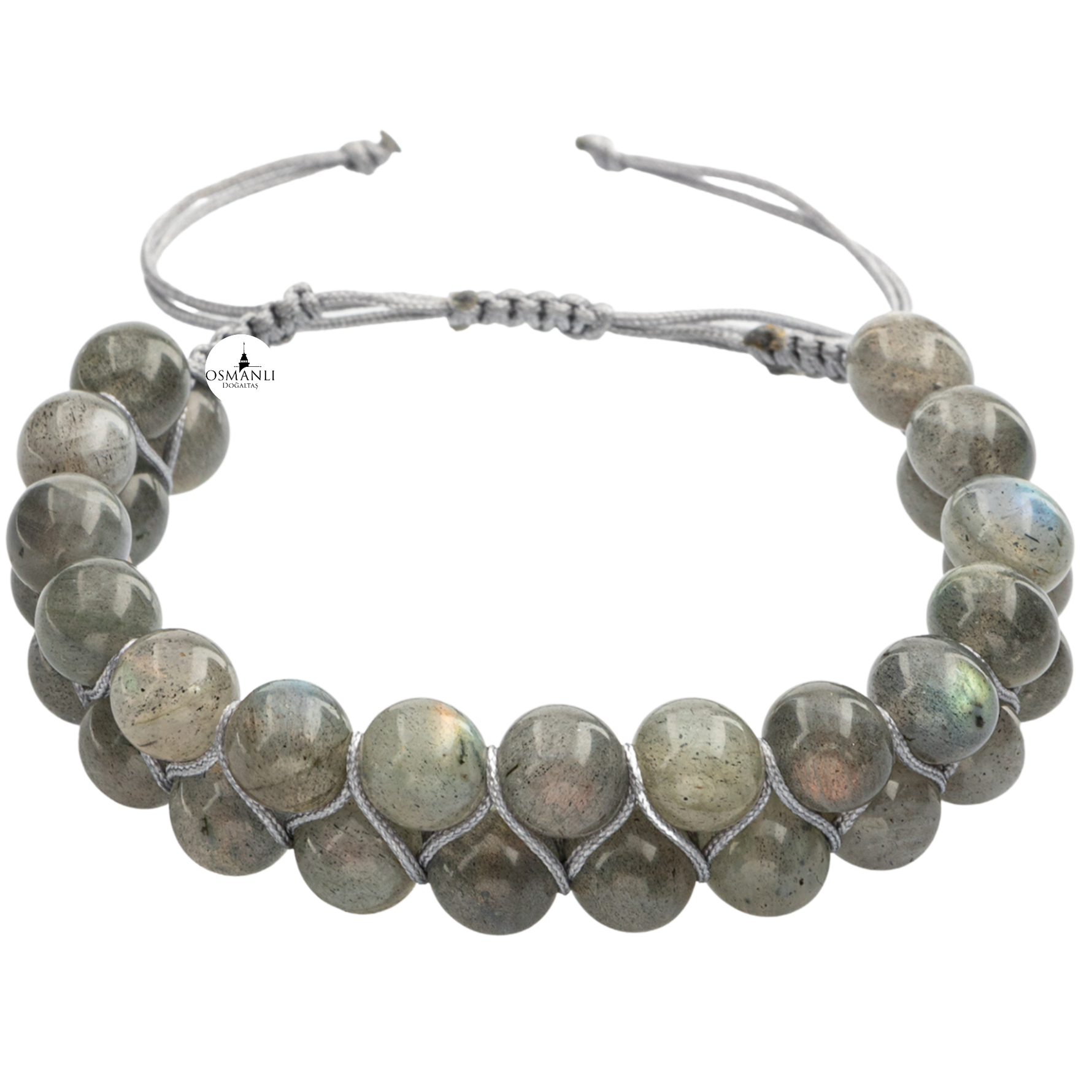 Labradorit 8mm Çift Sıra Makrome Doğal Taş Bileklik