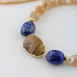 Sedef-Lapis Lazuli-Kaplan Gözü Doğal Taş Bileklik