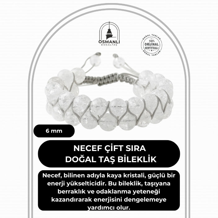 Necef 8mm Çift Sıra Makrome Doğal Taş Bileklik