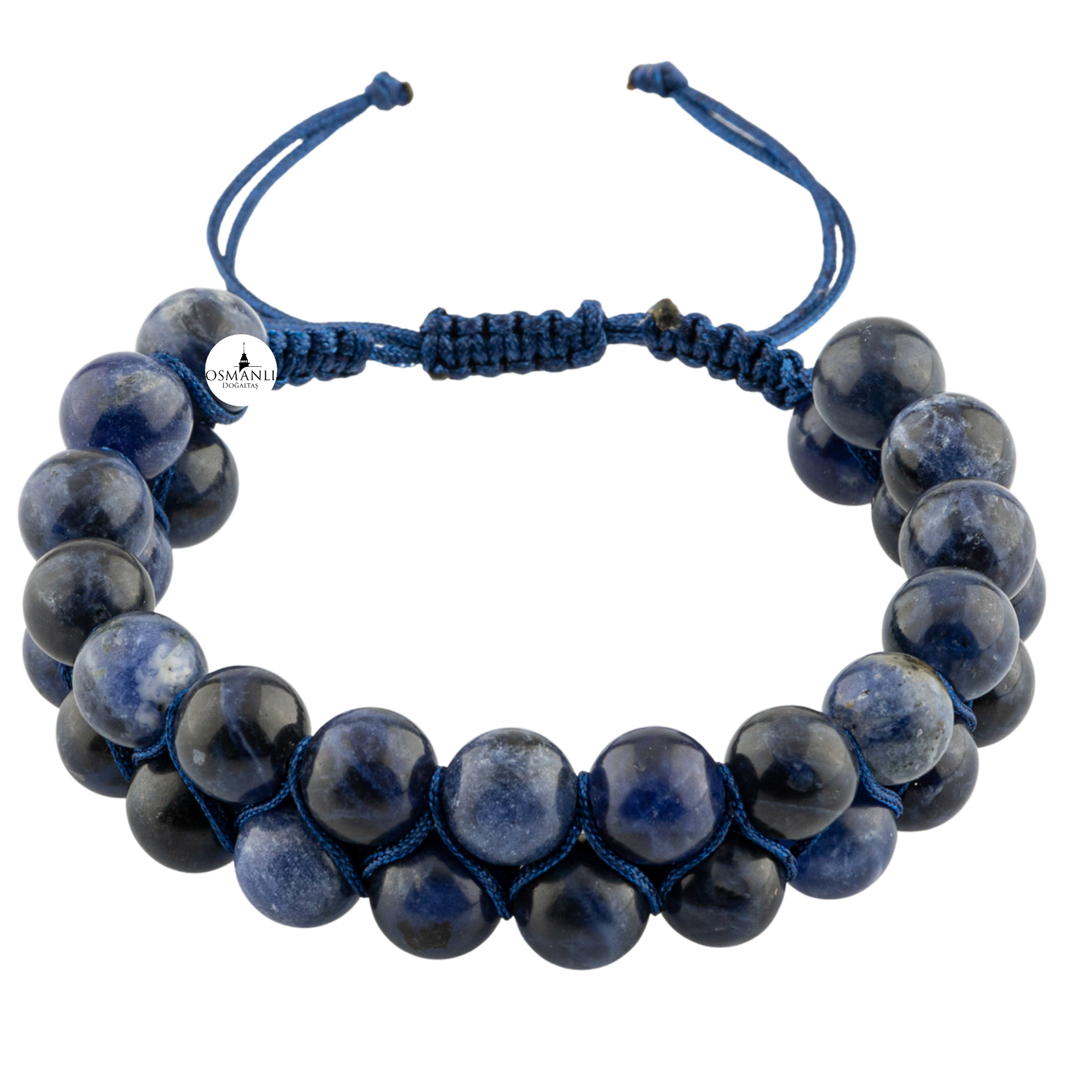 Sodalit 8mm Çift Sıra Makrome Doğal Taş Bileklik