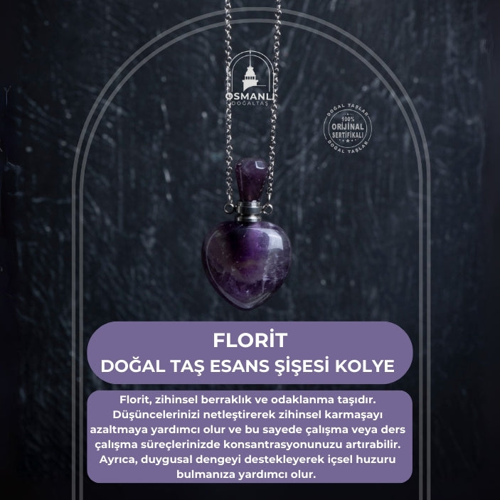 Sertifikalı Florit Doğal Taş Esans Şişesi Kolye