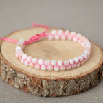 Morganit 4mm Çift Sıra Doğal Taş Bileklik