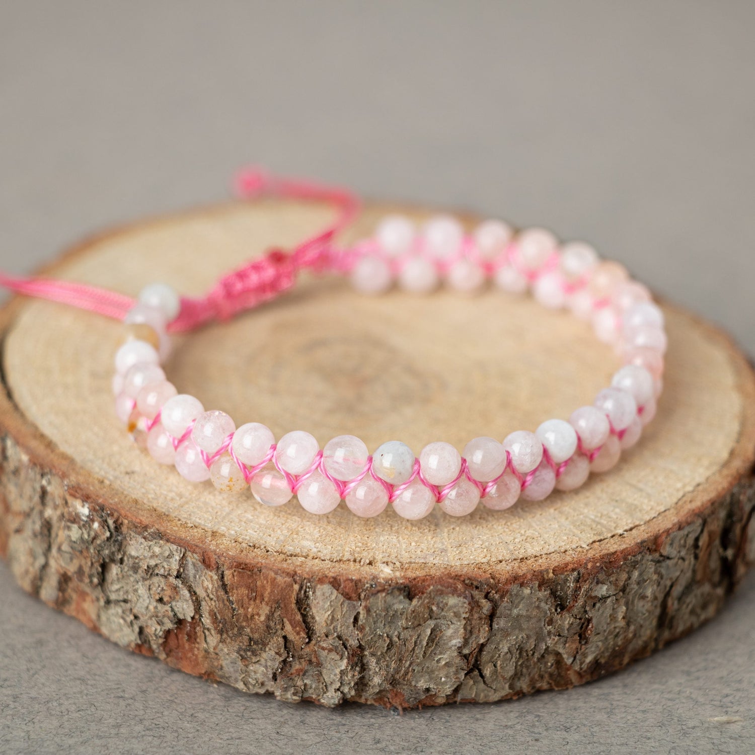 Morganit 4mm Çift Sıra Doğal Taş Bileklik