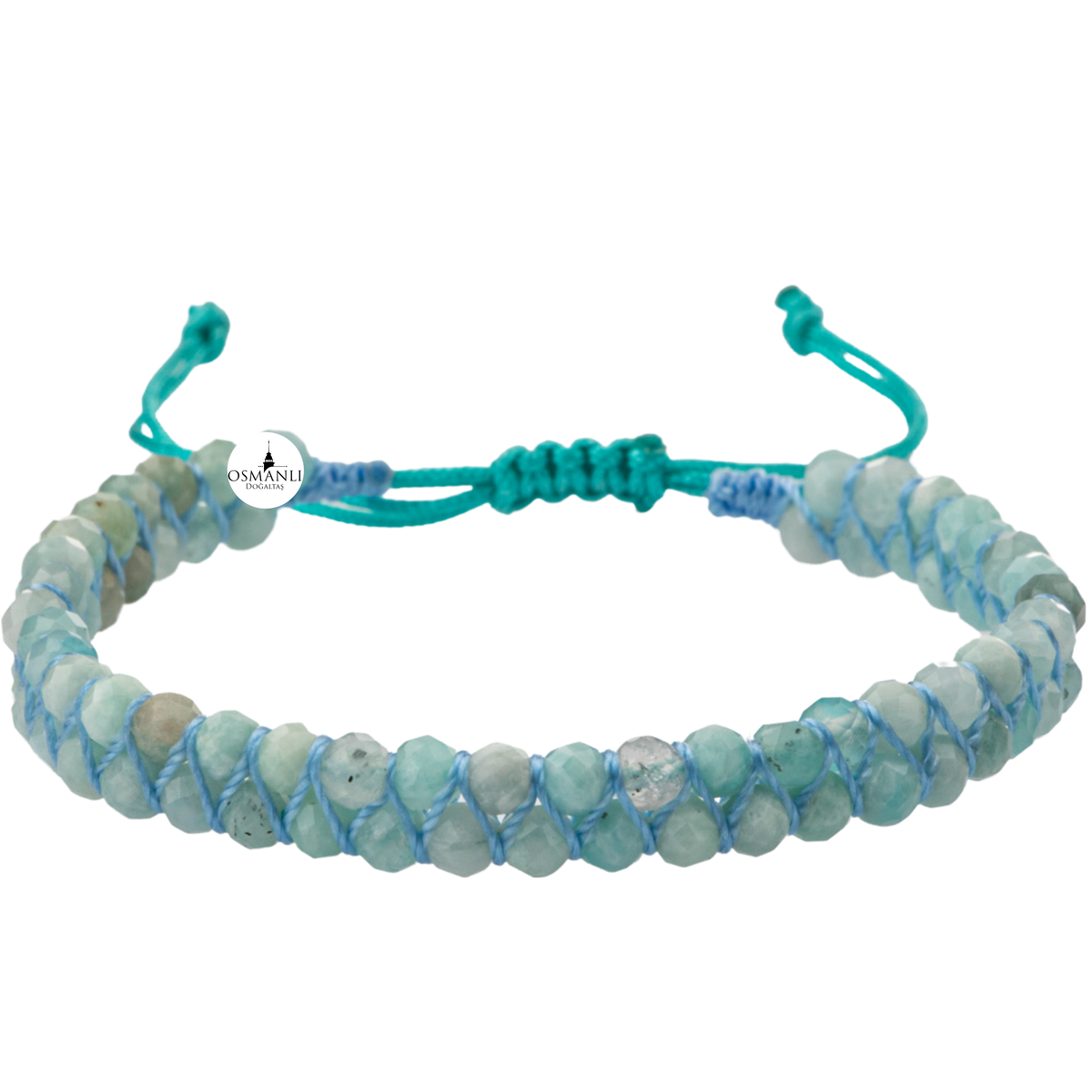 Akuamarin 3-4mm Çift Sıra Doğal Taş Bileklik