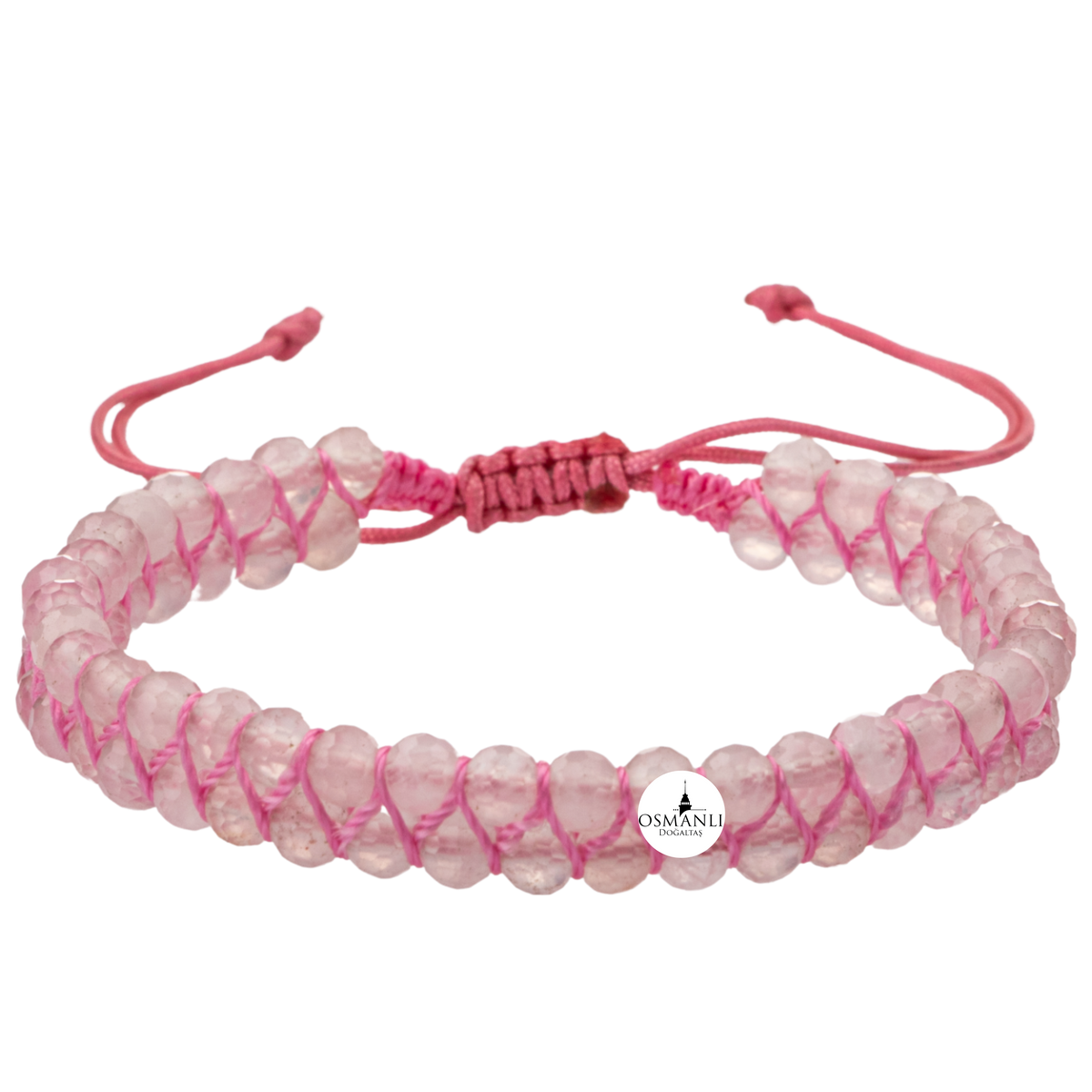 Pembe Kuvars (Gül Kuvars) 3-4mm Çift Sıra Doğal Taş Bileklik