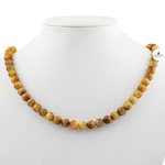 Sarı Kaplan Gözü 8 mm Dizi Doğal Taş Kolye