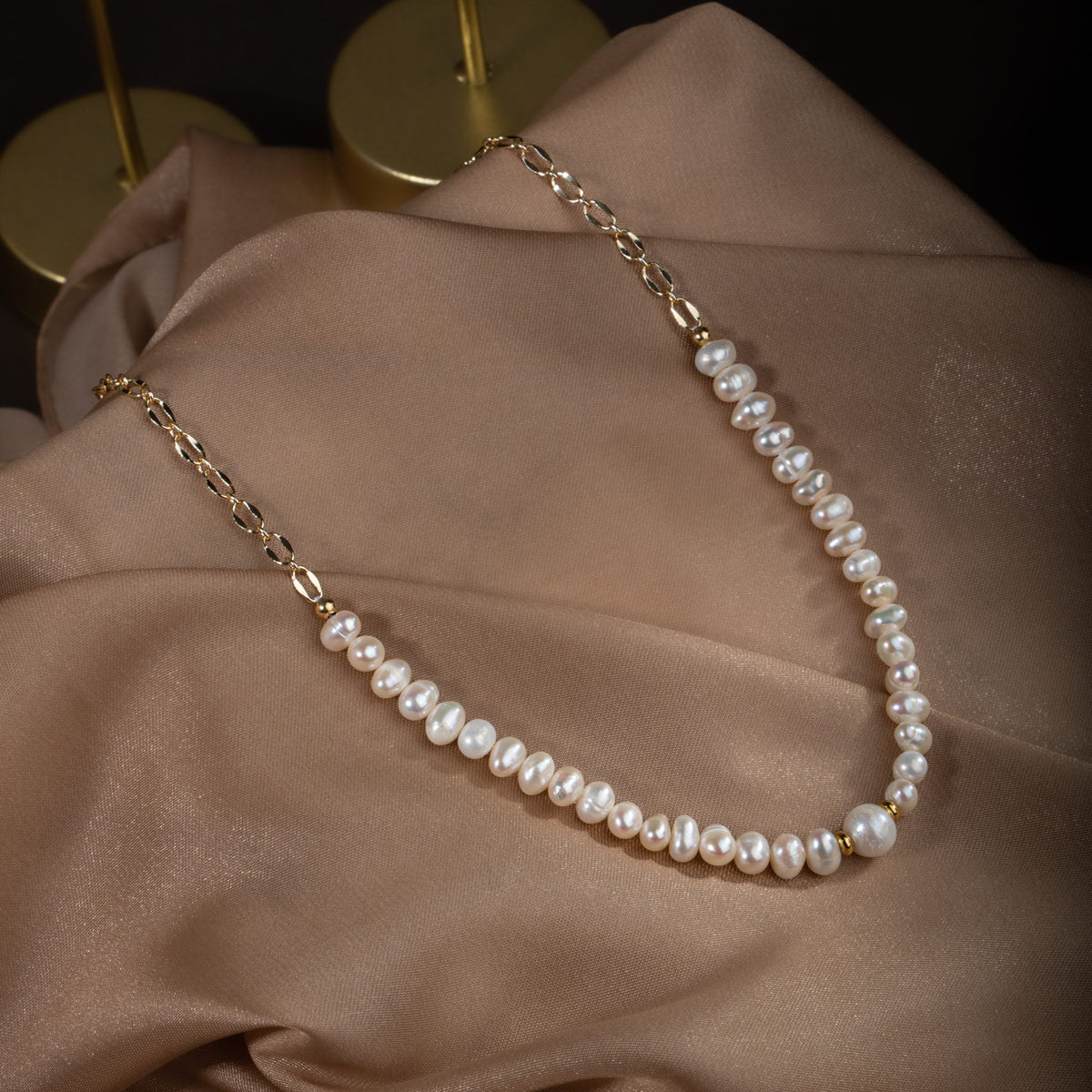 İnci Doğal Taş Gümüş Kolye