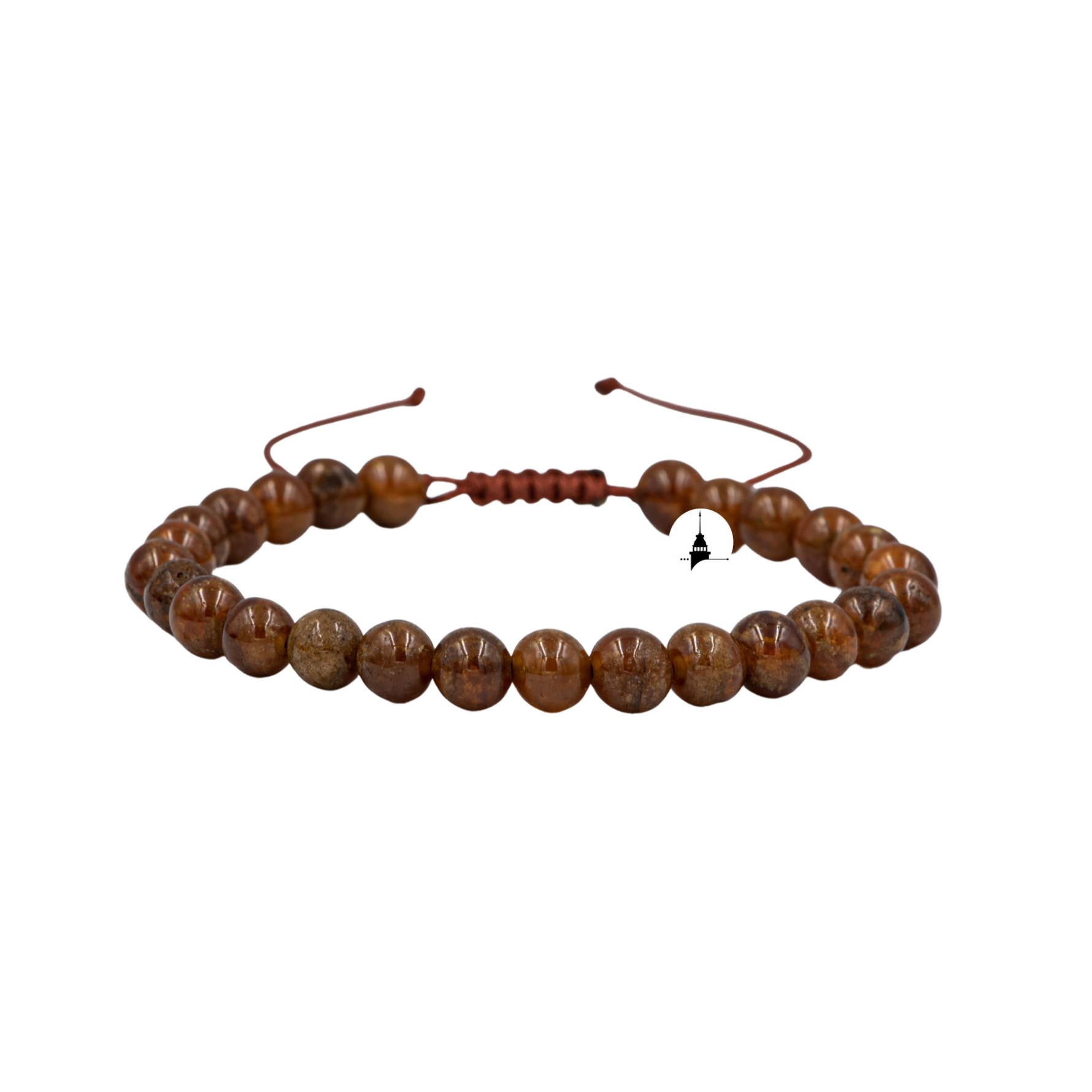 Hessonit Lal 6mm Merdiven Kapama Doğal Taş Bileklik