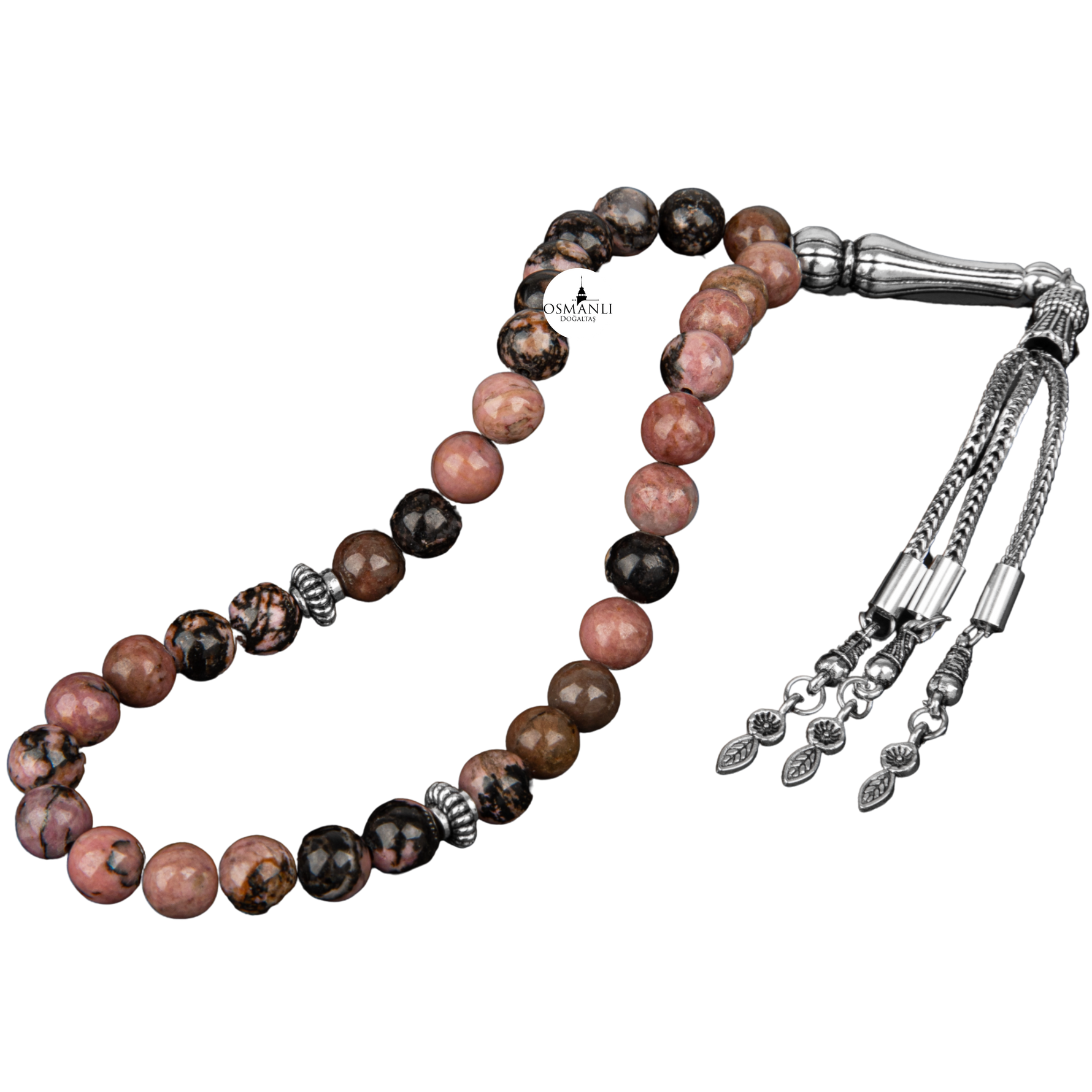 Rodonit Doğal Taş Tesbih 33lük - 8mm