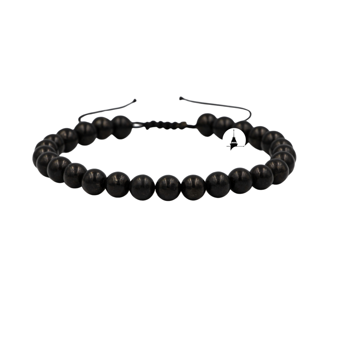 Şungit 6mm Merdiven Kapama Doğal Taş Bileklik