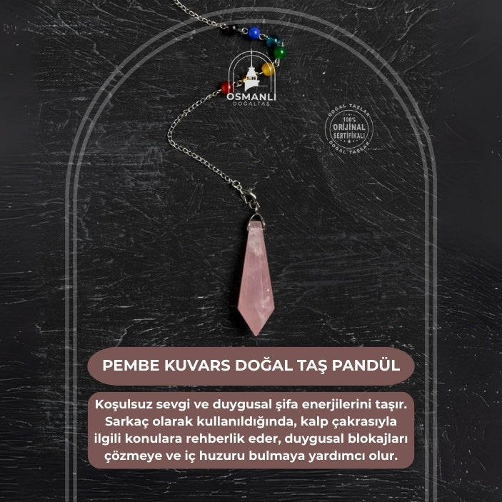 Osmanlı Doğal Taş Sertifikalı Pembe Kuvars Pandül