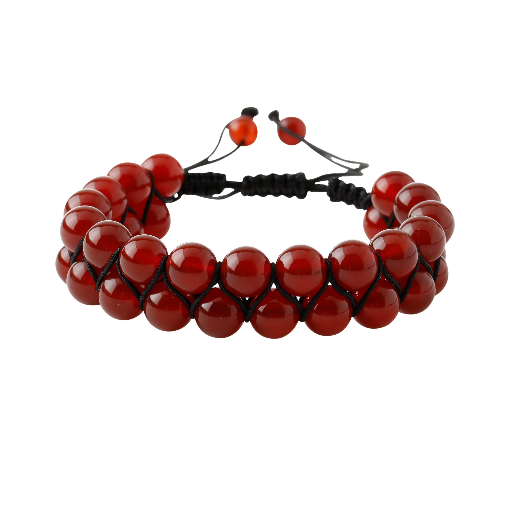 Kırmızı Akik 8mm Çift Sıra Makrome Doğal Taş Bileklik