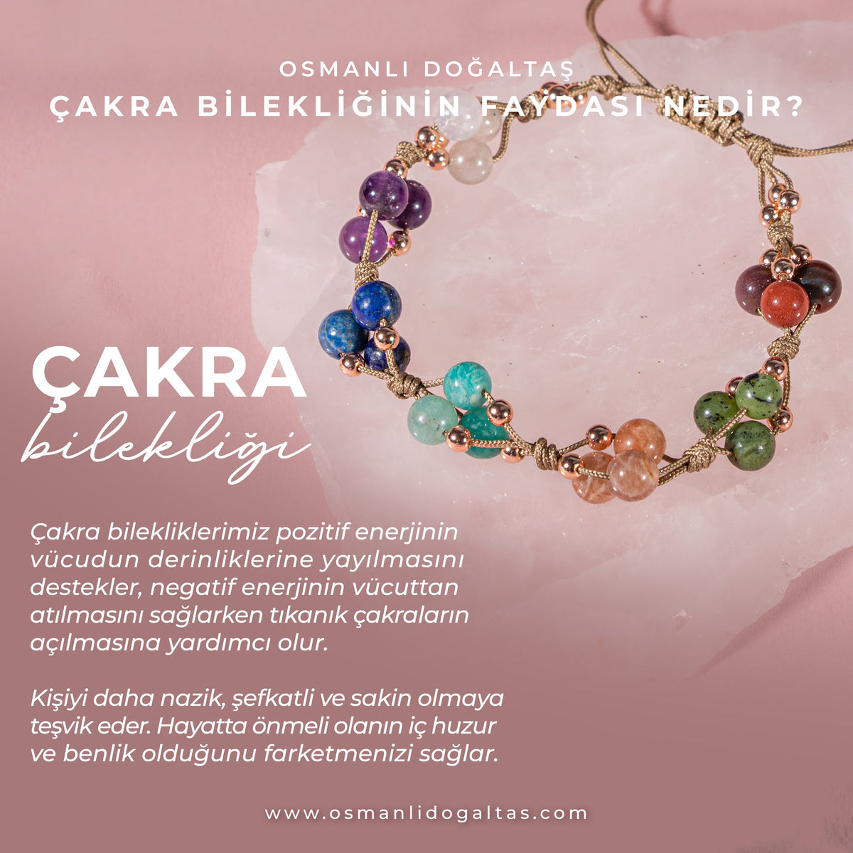 Çakra Bileklik BL-1294 Amazonit, Ametist, Ay Taşı, Güneş Taşı, Jasper, Lapis