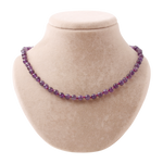 Ametist 6 mm Düğümlü Doğal Taş Kolye