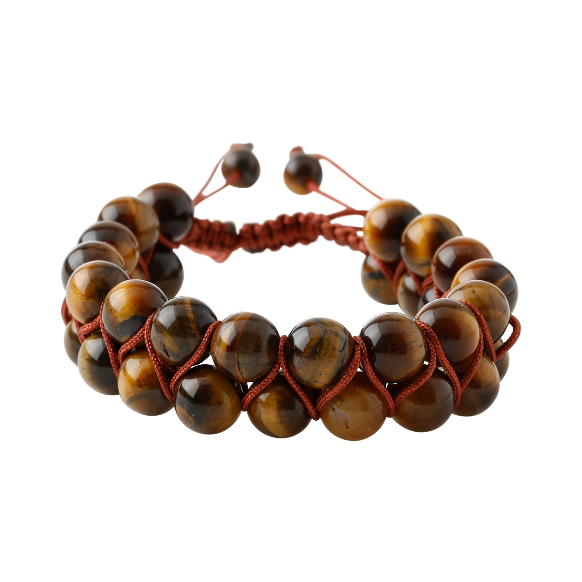 Kaplan Gözü 8mm Çift Sıra Makrome Doğal Taş Bileklik