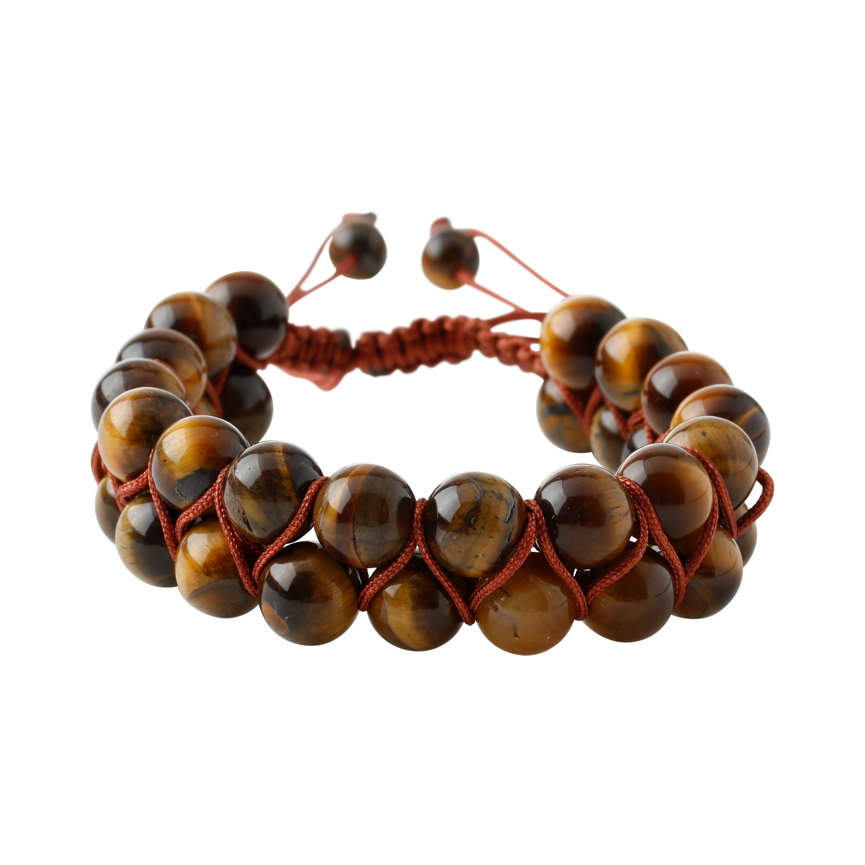 Kaplan Gözü 8mm Çift Sıra Makrome Doğal Taş Bileklik