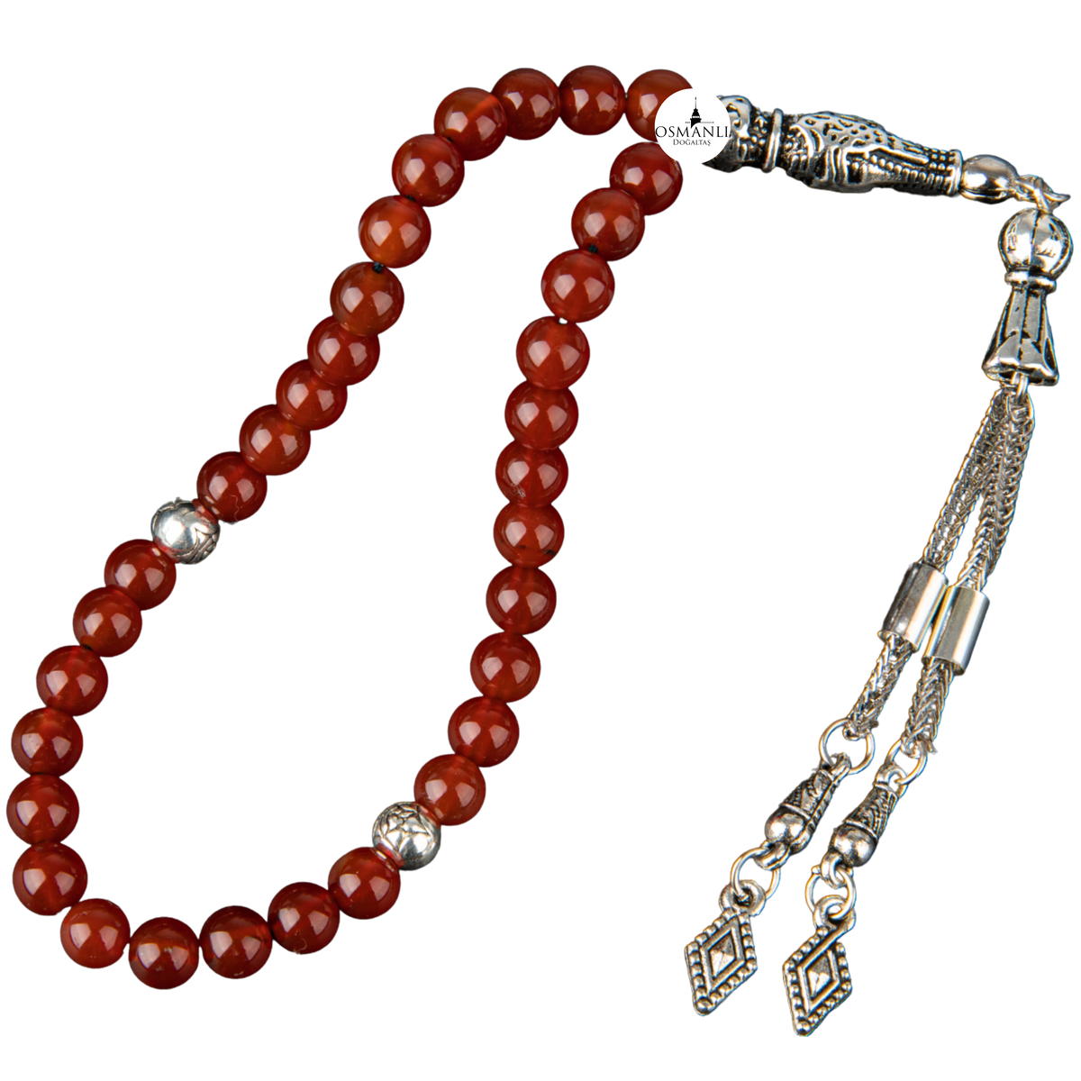 Kırmızı Akik Doğal Taş Tesbih 33lük - 6mm