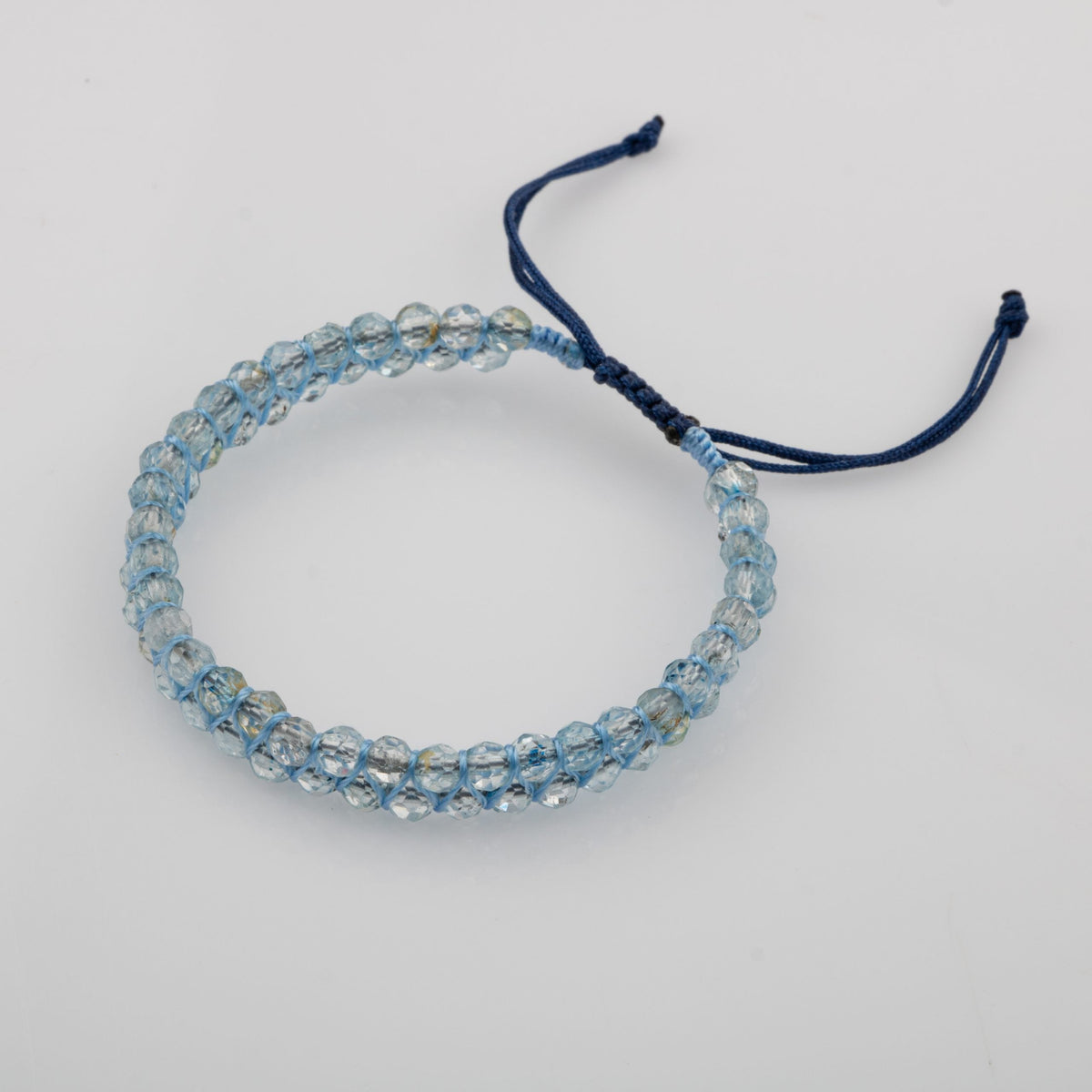 Akuamarin 3-4mm Çift Sıra Doğal Taş Bileklik