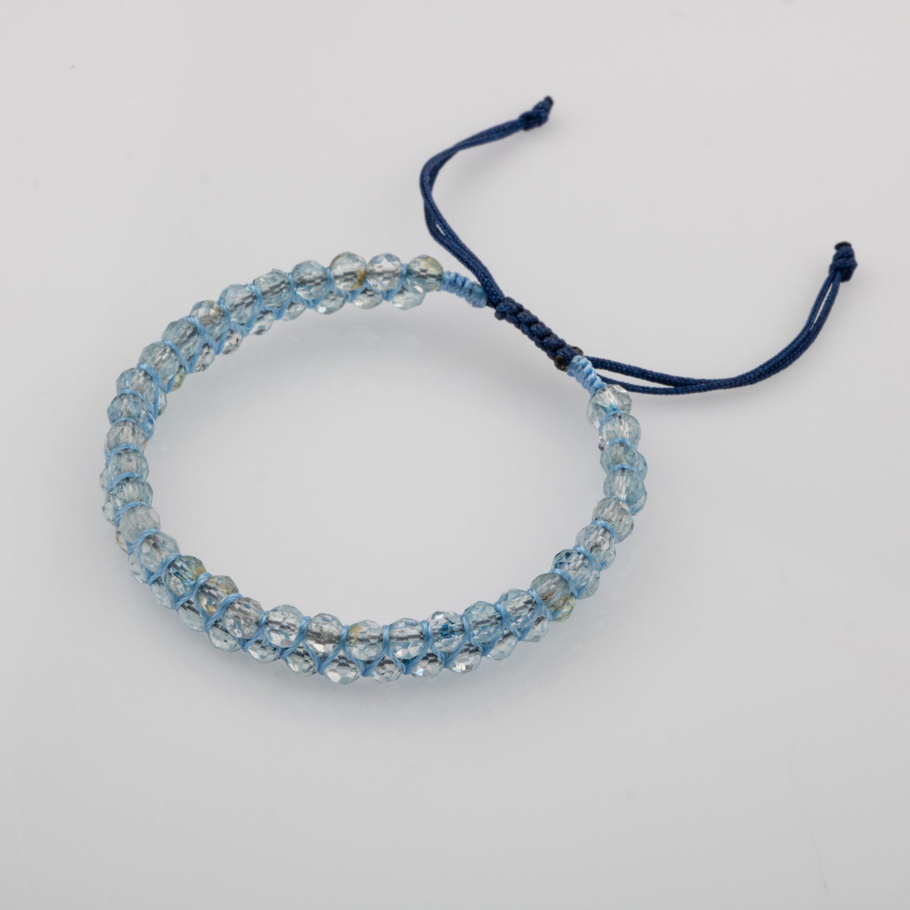 Akuamarin 3-4mm Çift Sıra Doğal Taş Bileklik