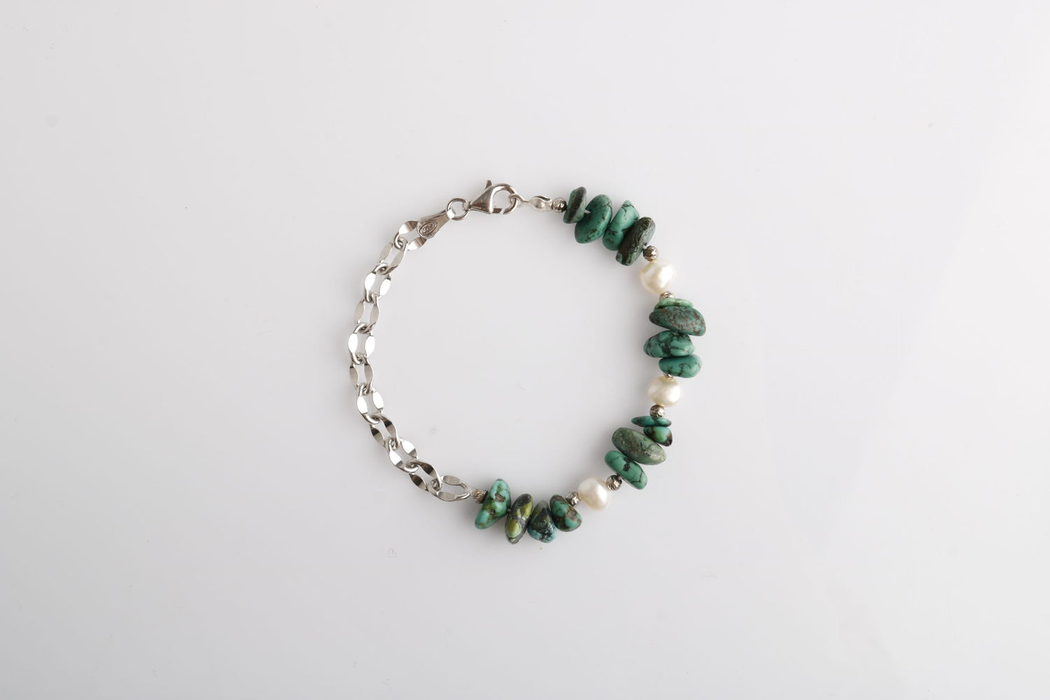 Mia, Turkuaz Firuze-İnci Doğal Taş Charm Bileklik