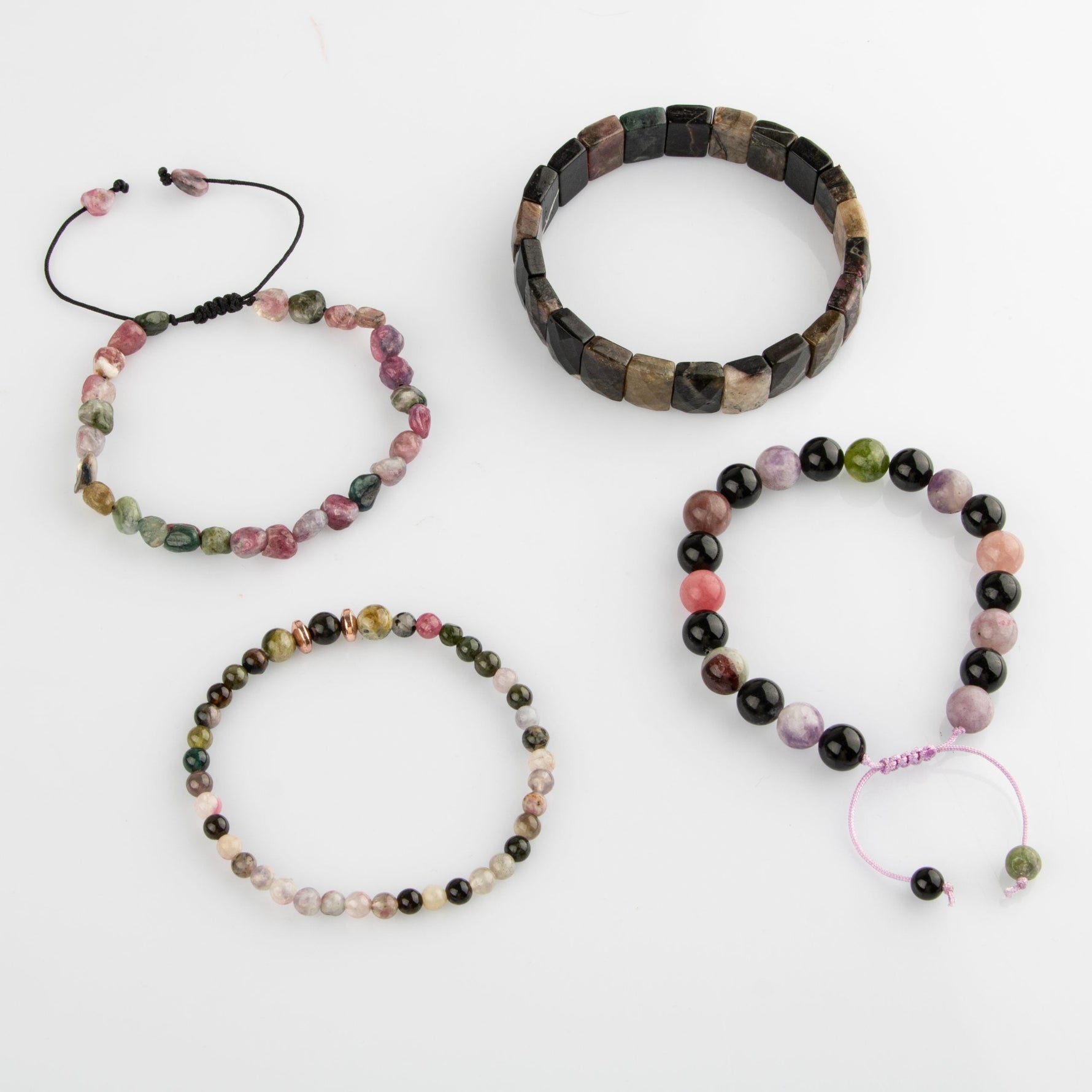 Renkli Turmalin Doğal Taş Kadın Bileklik Seti