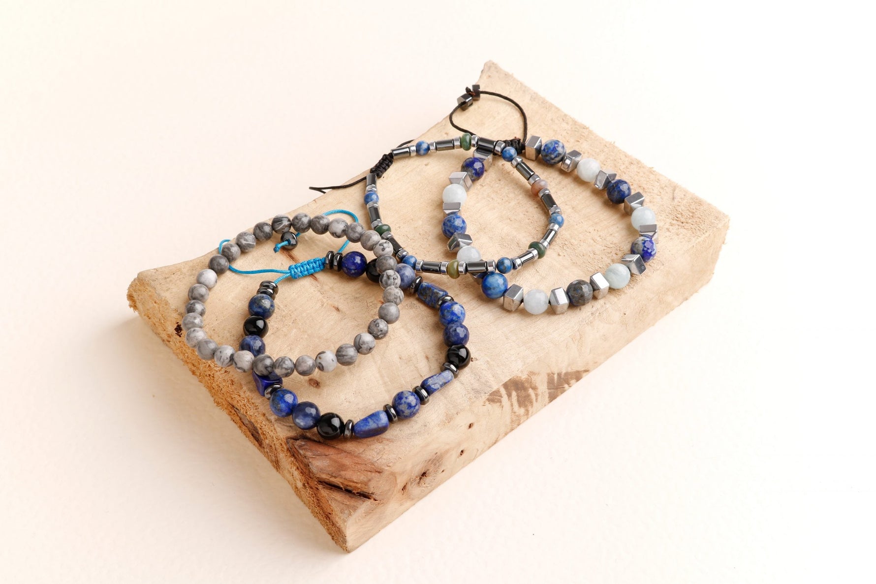 Hematit-Lapis-Jasper Erkek Doğal Taş Bileklik Seti