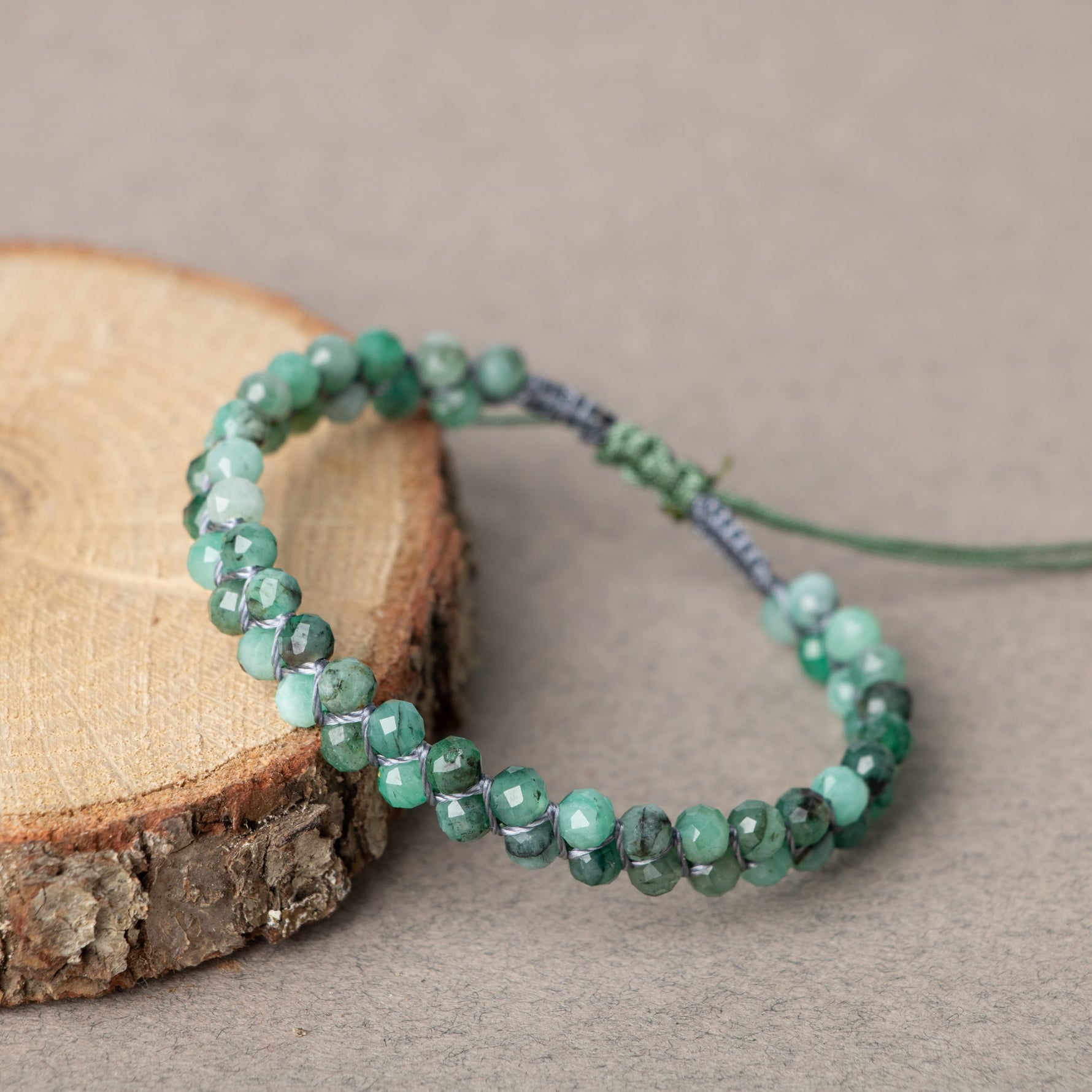 Zümrüt 3-4mm Çift Sıra Doğal Taş Bileklik