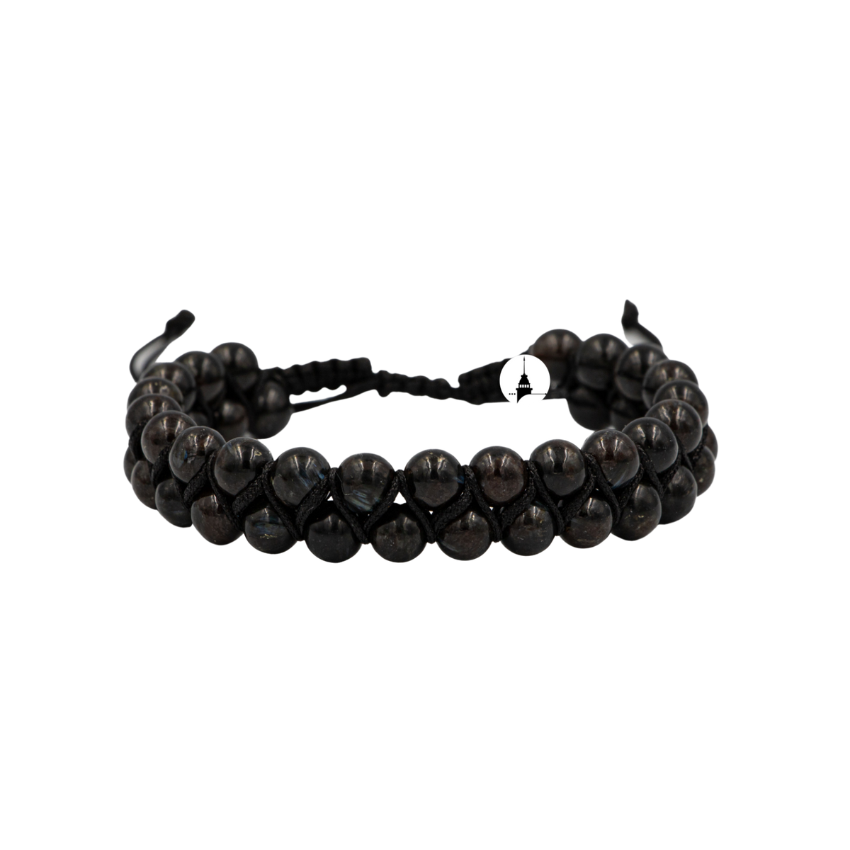 Nuummite 6mm Çift Sıra Makrome Doğal Taş Bileklik