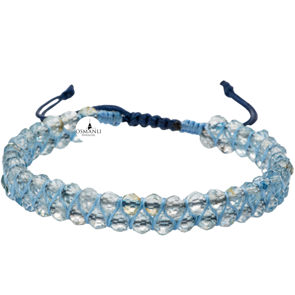 Akuamarin 3-4mm Çift Sıra Doğal Taş Bileklik
