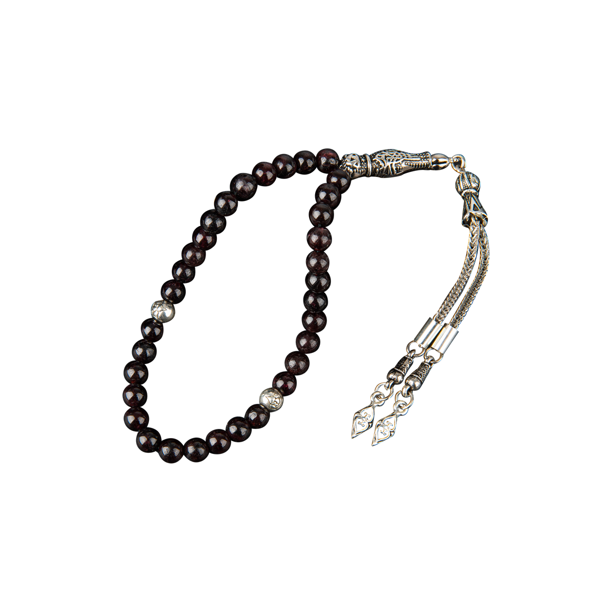 Bordo Granat Lal Doğal Taş Tesbih 33lük - 6mm